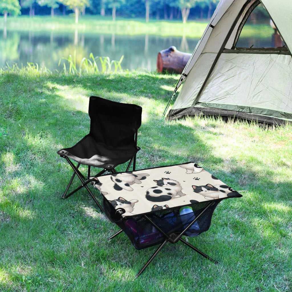 Cat Fishing Outdoor Bag Storage Compact Picnic for Table Table Table Cute Folding with Portable BBQ Camping Beach Travel Footprint