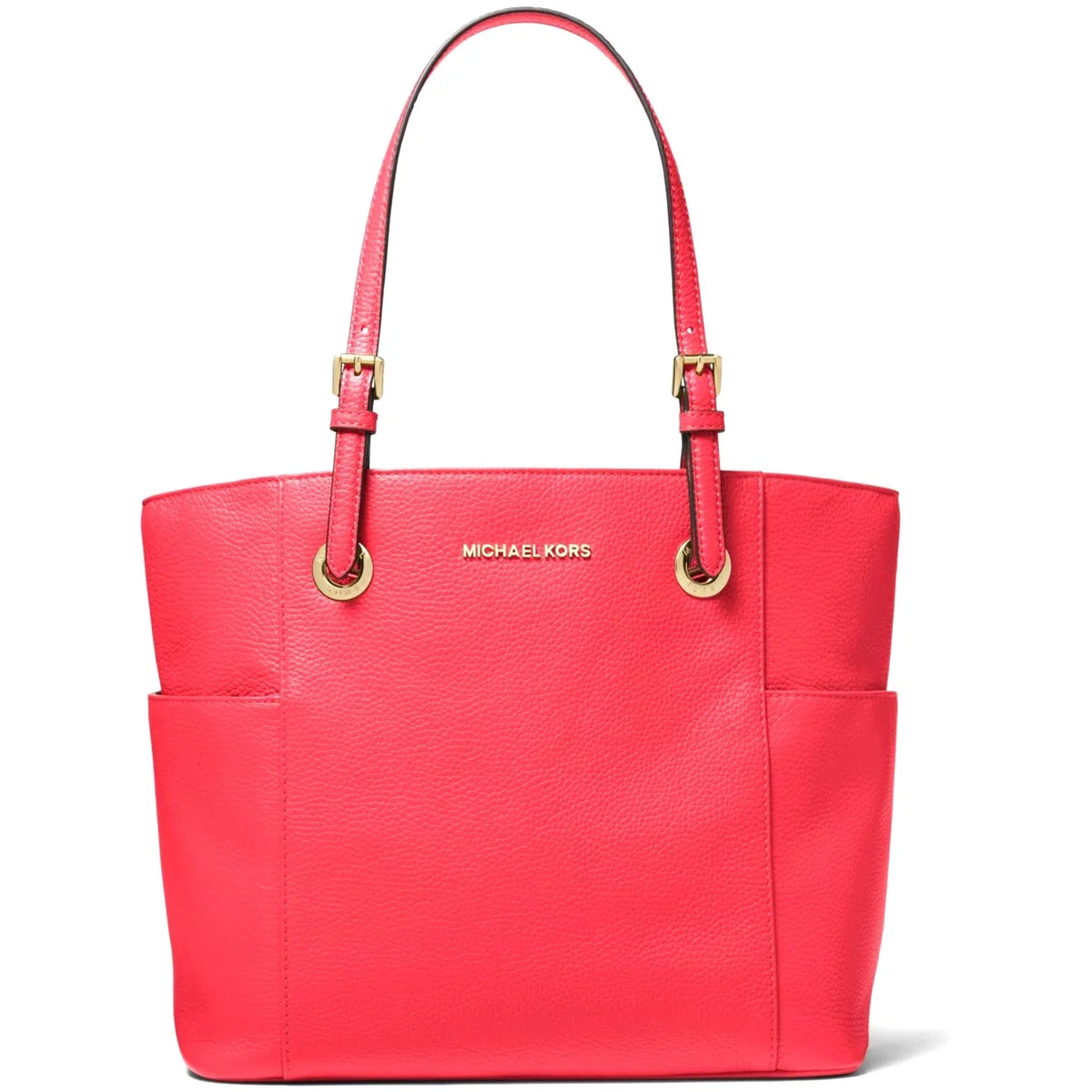 Pebbled Leather Women's Michael Bag Set Jet (Coral Tote Kors Medium Reef)