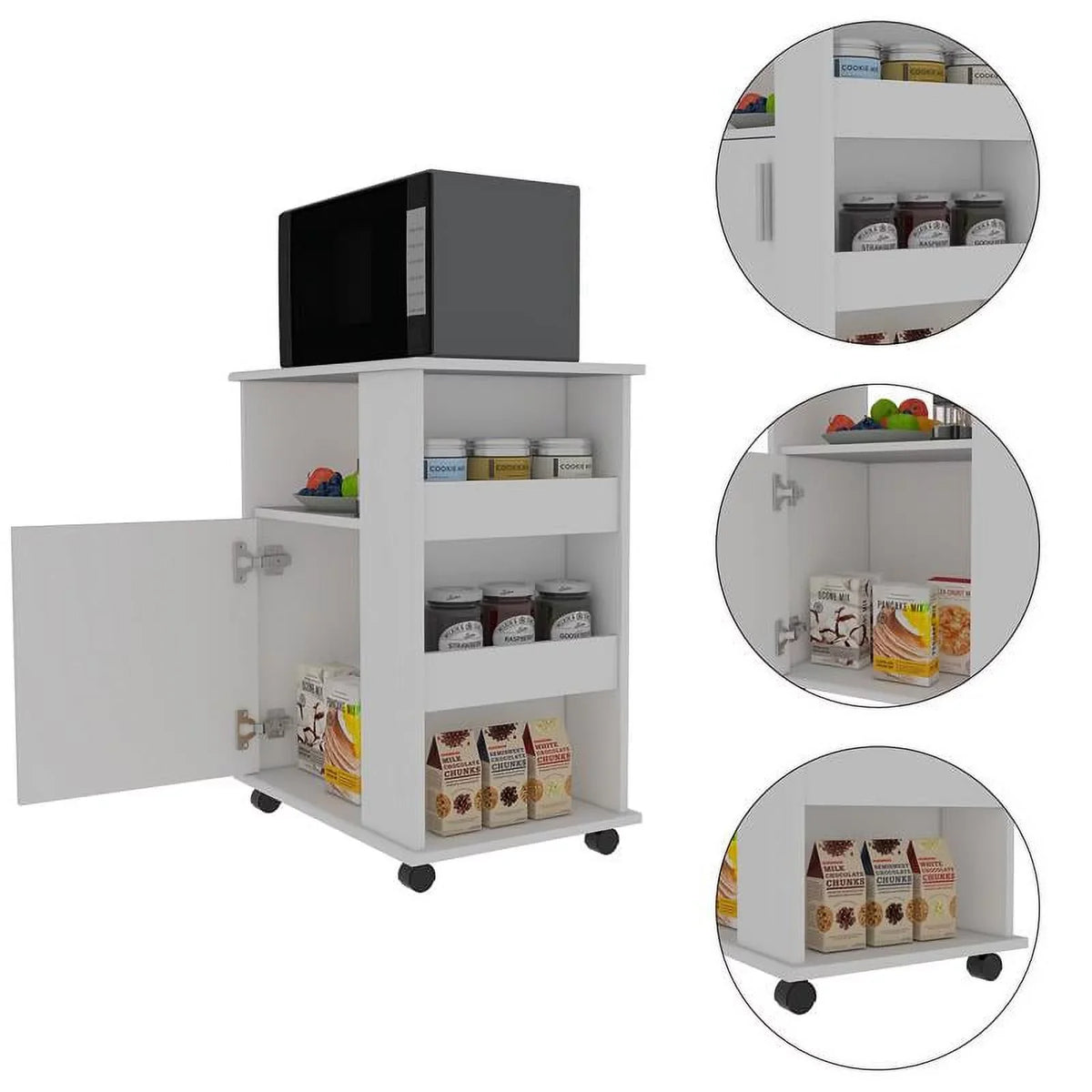 Kitchen and Service Set with Square Sink Cabinet 2-Piece Home Utility with Cart