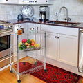 Wire Cart with 3-Tier Metal Handle for Storage Wheels and Cart Mesh Heavy-Duty Storage Silver Kitchen Trolley Multi-Function | Rolling Organization and | Mount-It! |