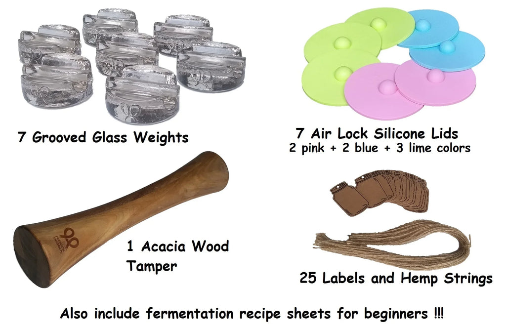 and weights, kimchi, included. airlock pickles, mouth sauerkraut, kit wide 7 making Complete for Glass or for pickling etc fermentation for tamper, recipe kit. sets lids, mason jars Canning jars DIY
