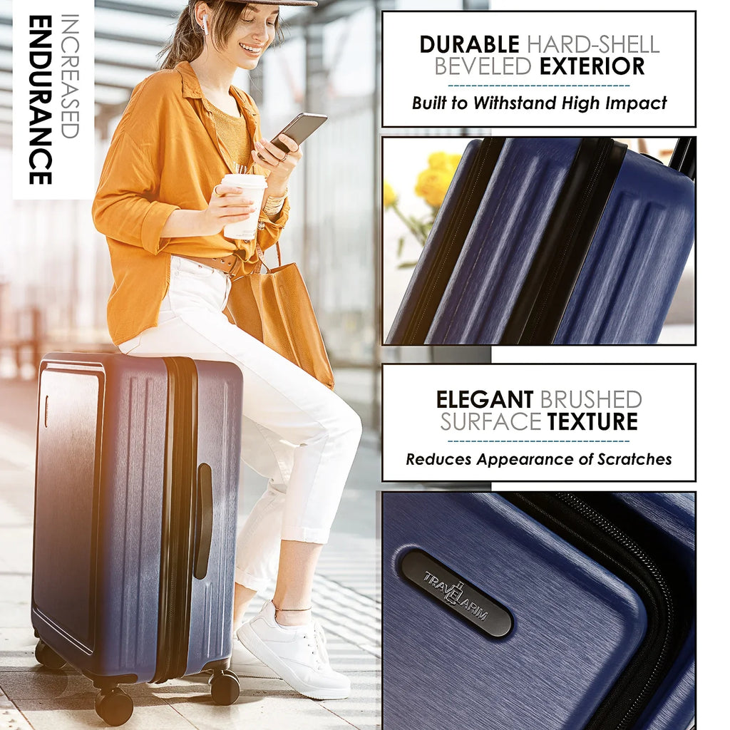 Hardshell Spinner Piece Exapandable Luggage Navy Blue Set, Suitcase 4 Luggage StorageBud Set,