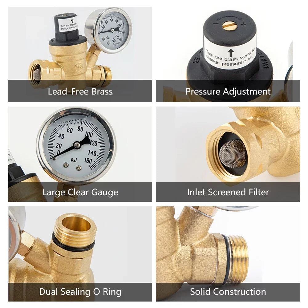 Pressure Screened Valve And And Rv Reducer 0-160psi Water Pressure Filter GoolRC Brass Inlet -free Reducer Brass With With 0-160psi Pressure Adjustable Valve,0-160psi -free With Valve Water