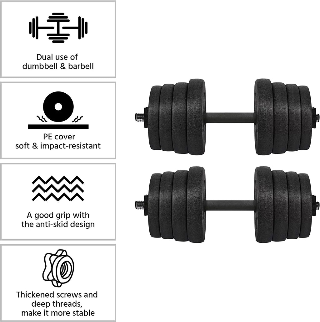 Gym/home Training Cap and Dumbbell Set, Fitness Workout Plates Weight Men Body for Strength 66LB Barbell Women Adjustable