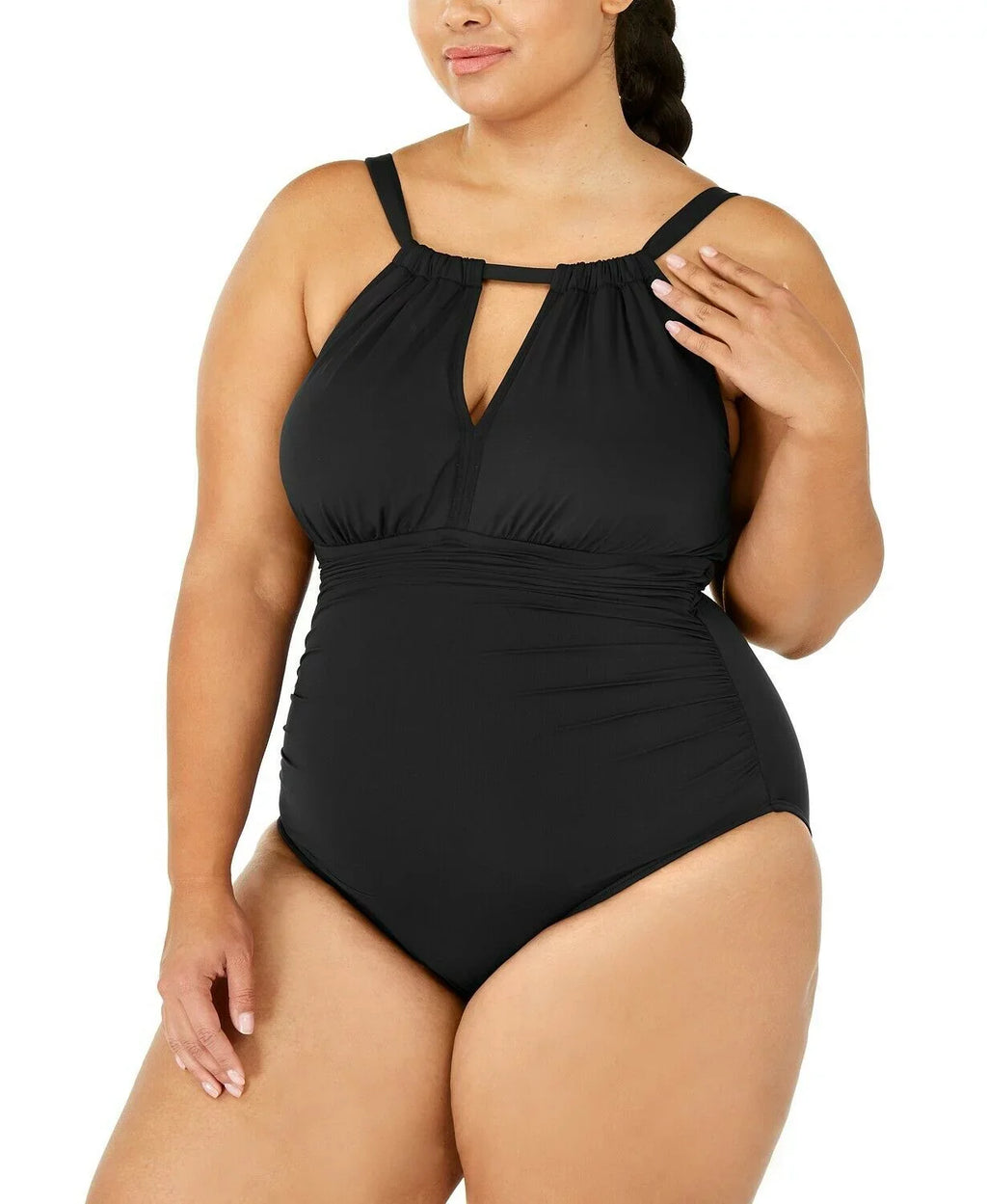 High-Neck Ralph Lauren P Keyhole Swimsuit, Lauren Plus One-Piece BLACK S US Size