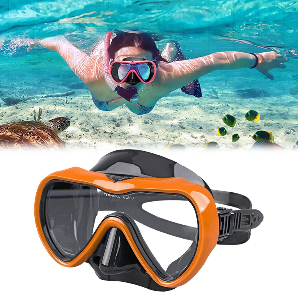 YHAIOGS Diving Diving Face Goggles Swimming toughened Goggles Adult Lung Single Snorkeling Glass Deep Large Divingmask Lens Silicone Frame