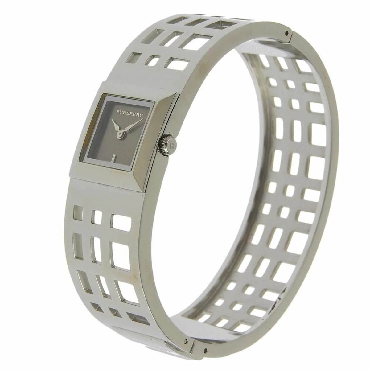 BU4701 Heritage Burberry Ladies Brown Bangle Analog (Fair) Pre-Owned Steel Dial Watch Quartz Display BURBERRY Stainless Silver