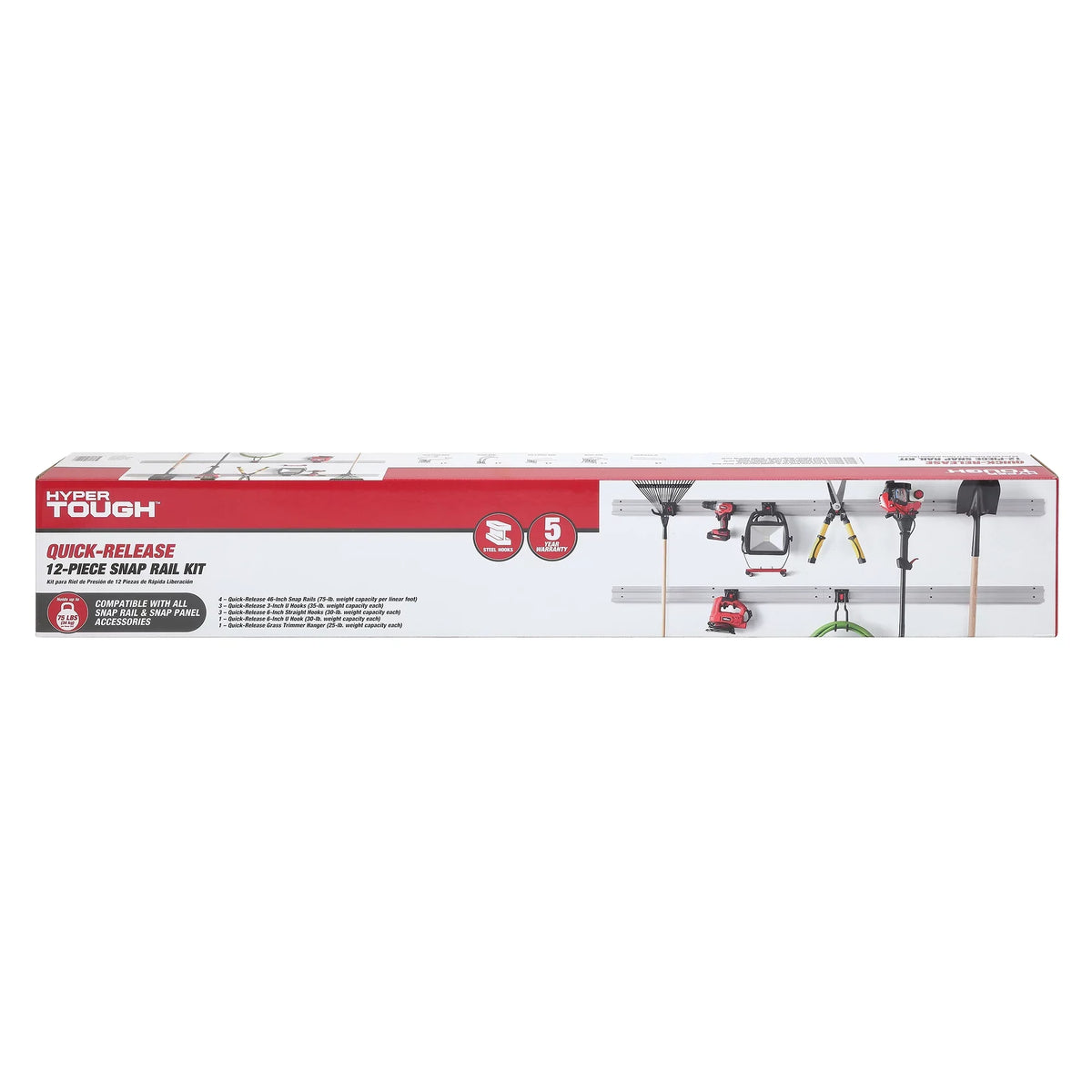 Snap Organizer Kit Rail 12-Piece System Quick-Release Hyper Tough Garage