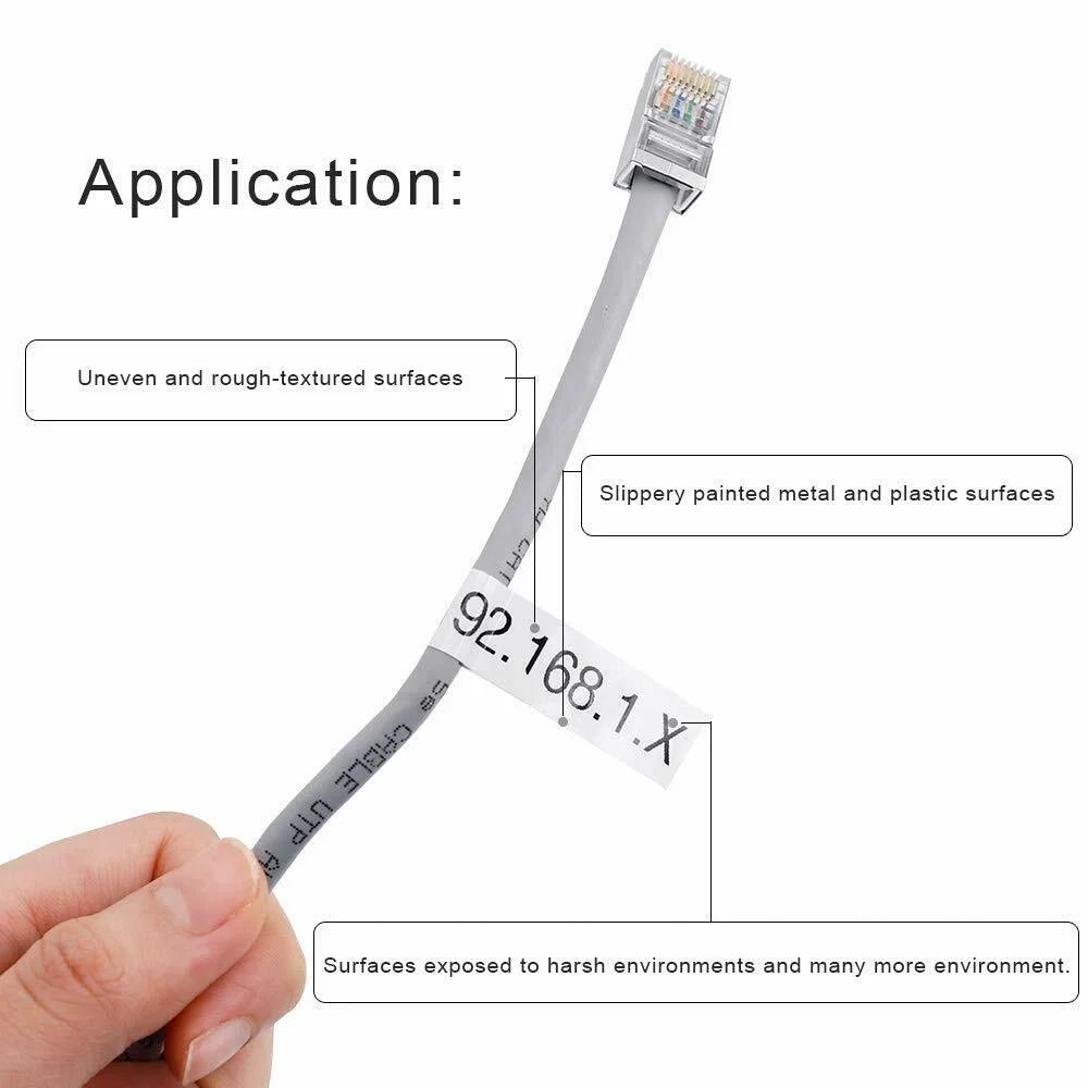 8m GREENCYCLE Black Label Wire H110 Compatible D600 Label use Brother on TZe-FX231 12mm H100 TZe-231 for Tape TZe TZ Cable PT-D210 Flexible TZ-FX231 ID TZ-231 P-touch 10PK D400 Maker White in