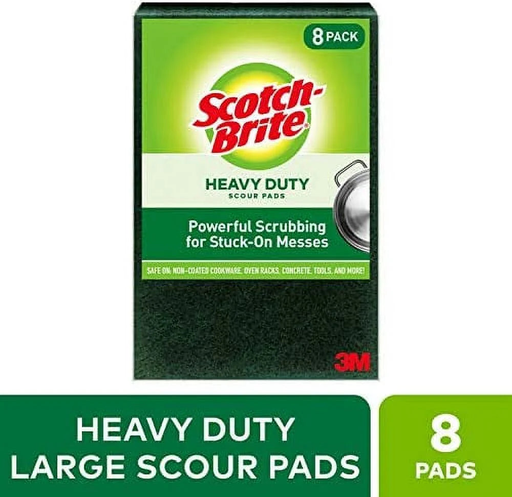 Pads Scour pad Scotch-Brite 8 Heavy Duty, Green, 8 Large