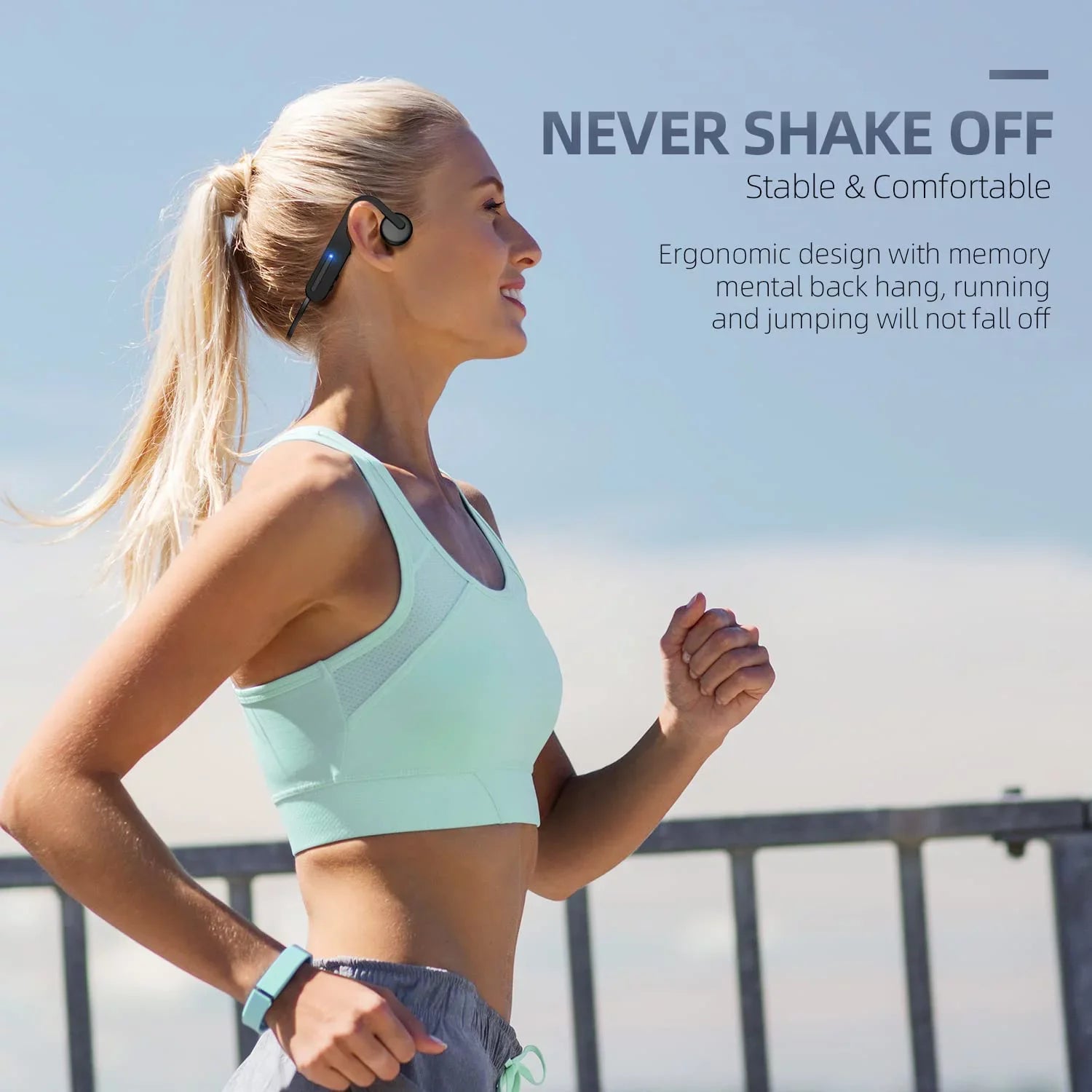 Running, Hiking, Ear Bluetooth Earphones, Conduction Resistant Headphones, Headset for Driving Wireless Sports Bone 5.0 Headphones, Cycling, Open Sweat