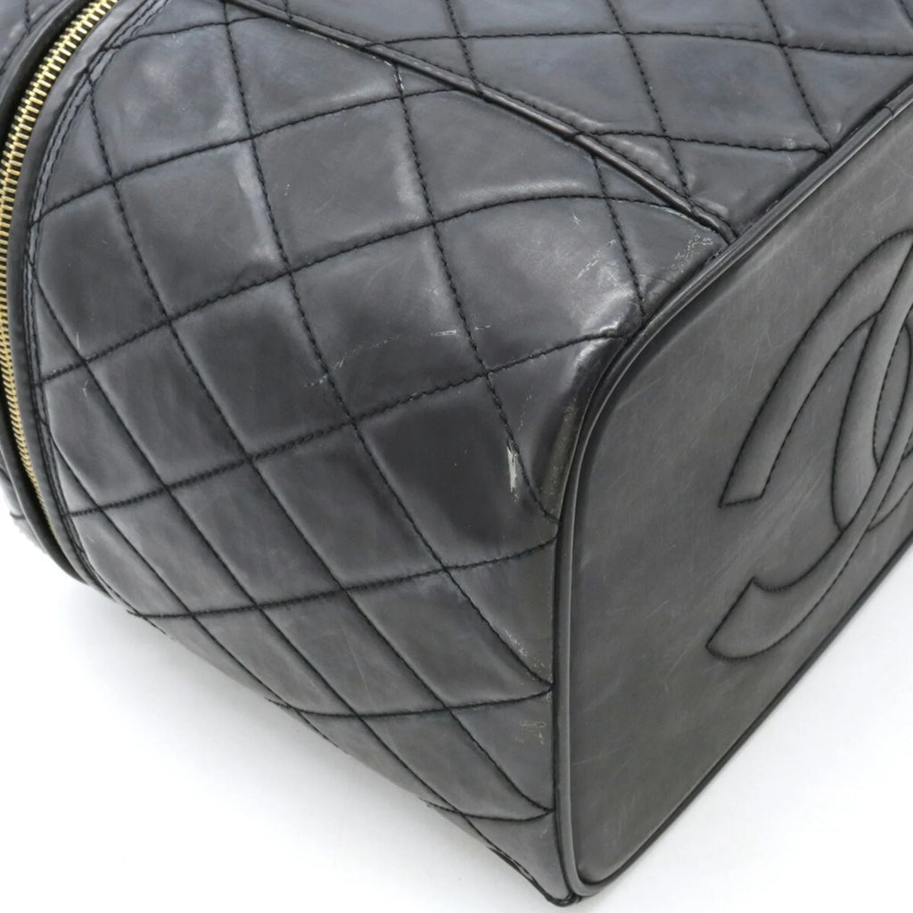 Leather Coco CHANEL Black (Fair) Handbag Shoulder Vanity Pre-Owned Mark Chanel Matelasse Bag