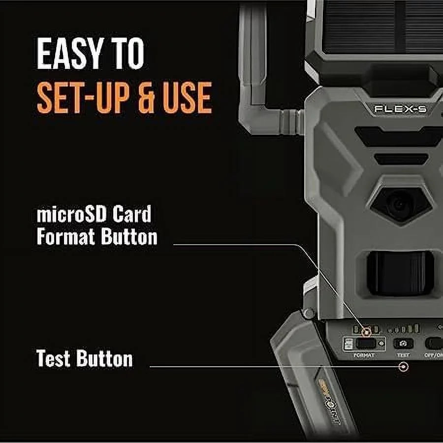 Trail Camera, Solar Connectivity, Battery Battery, SD 100-foot Micro Panel, Flex-S Flash/Detection Integrated Cellular Range, Solar Card 32GB + LTE Internal SPYPOINT Optional Backup