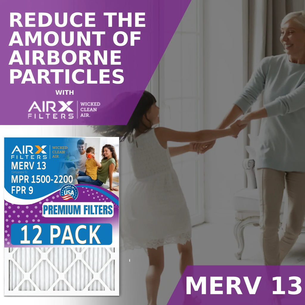 AIRX 9 24x24x2 in FILTERS Air Filter Rating, AIR. CLEAN Pack 12 of by - 1500 13 & Comparable Filters MPR 2200 - MERV to WICKED FPR Made USA Furnace