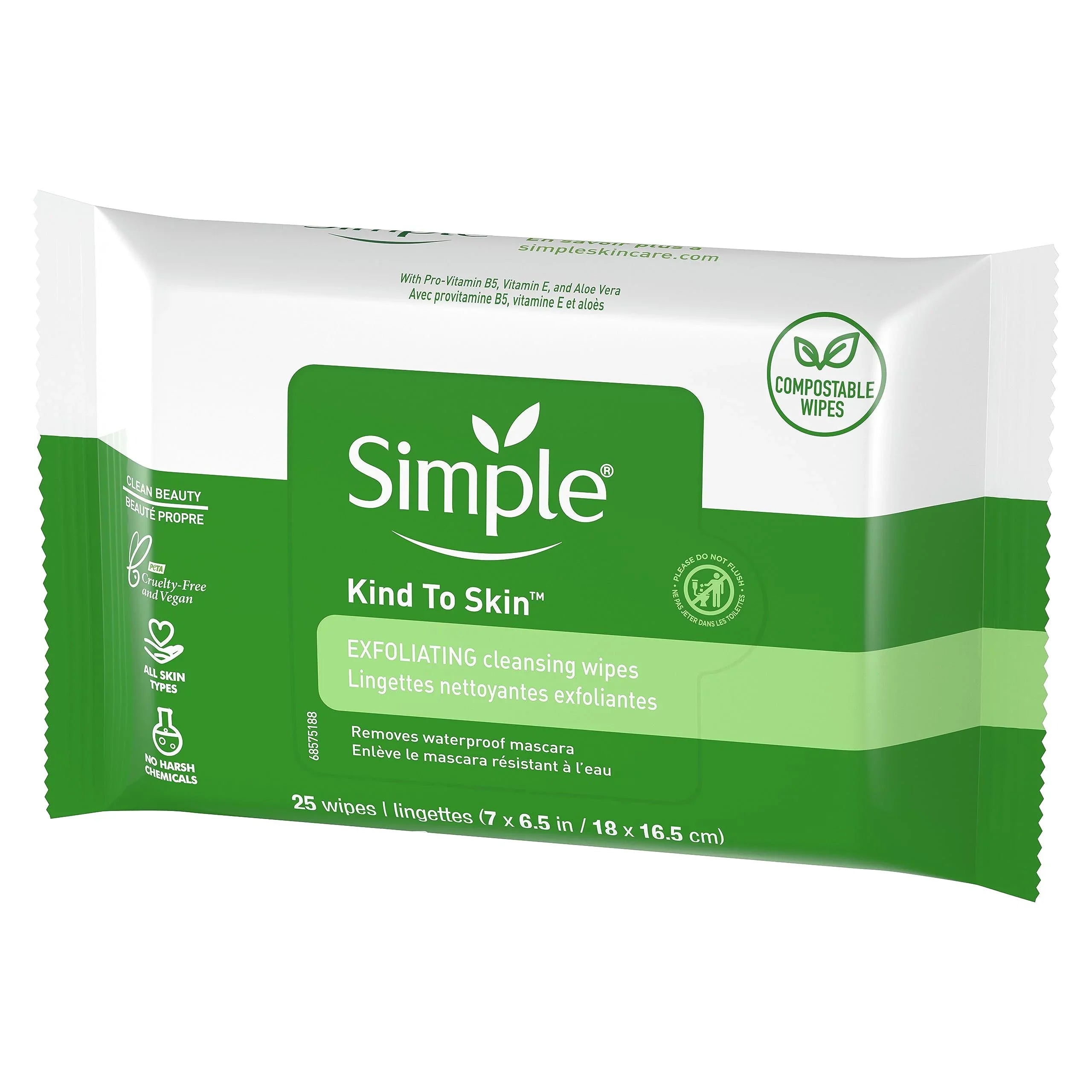 Chemicals, To Gentle 25 Free And Effective Exfoliating Remover From Wipes Dye, Skin 4) Makeup Of Simple Count Cleansing And Harsh Artificial Kind (Pack And Perfume Color