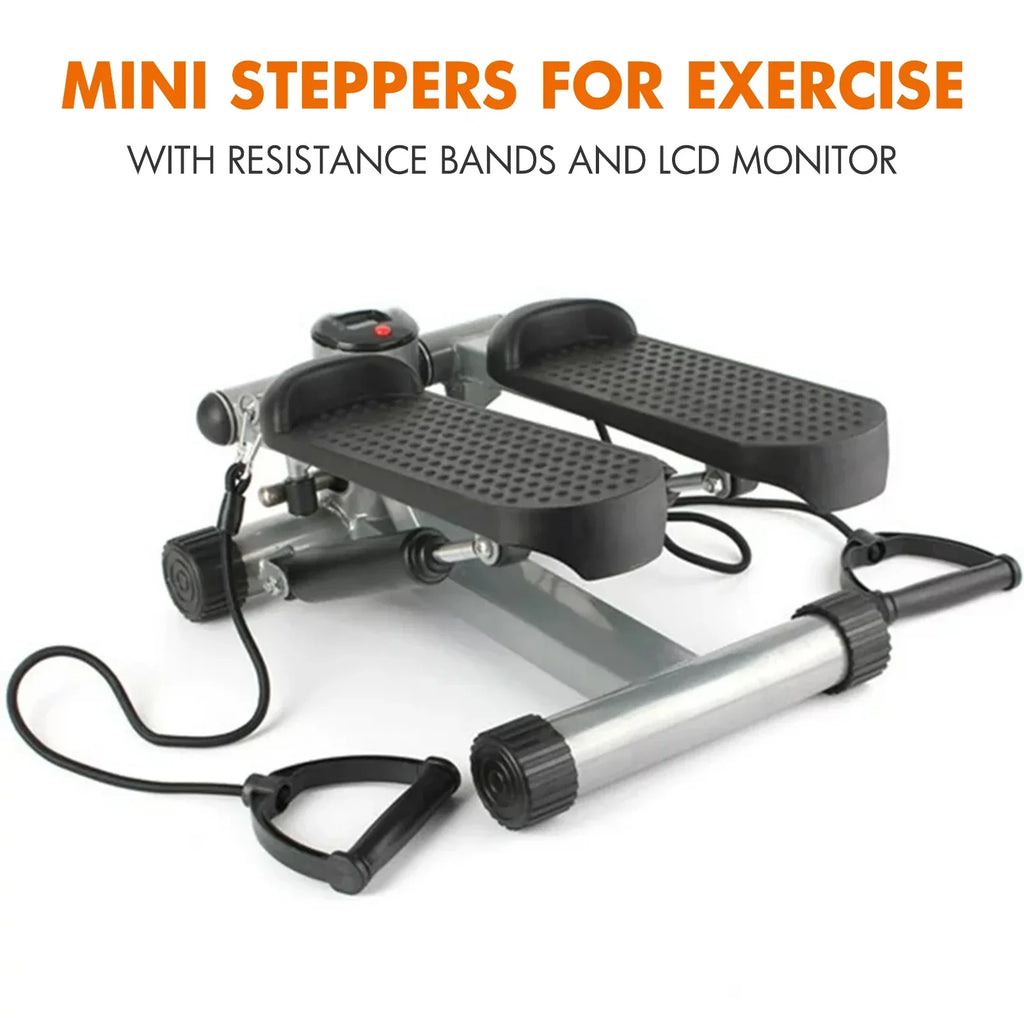 Exercise, Cardio Stepper with Stride Stepper Height Resistance Mini Stepper Equipment Gray for Bands, Stair Adjustable