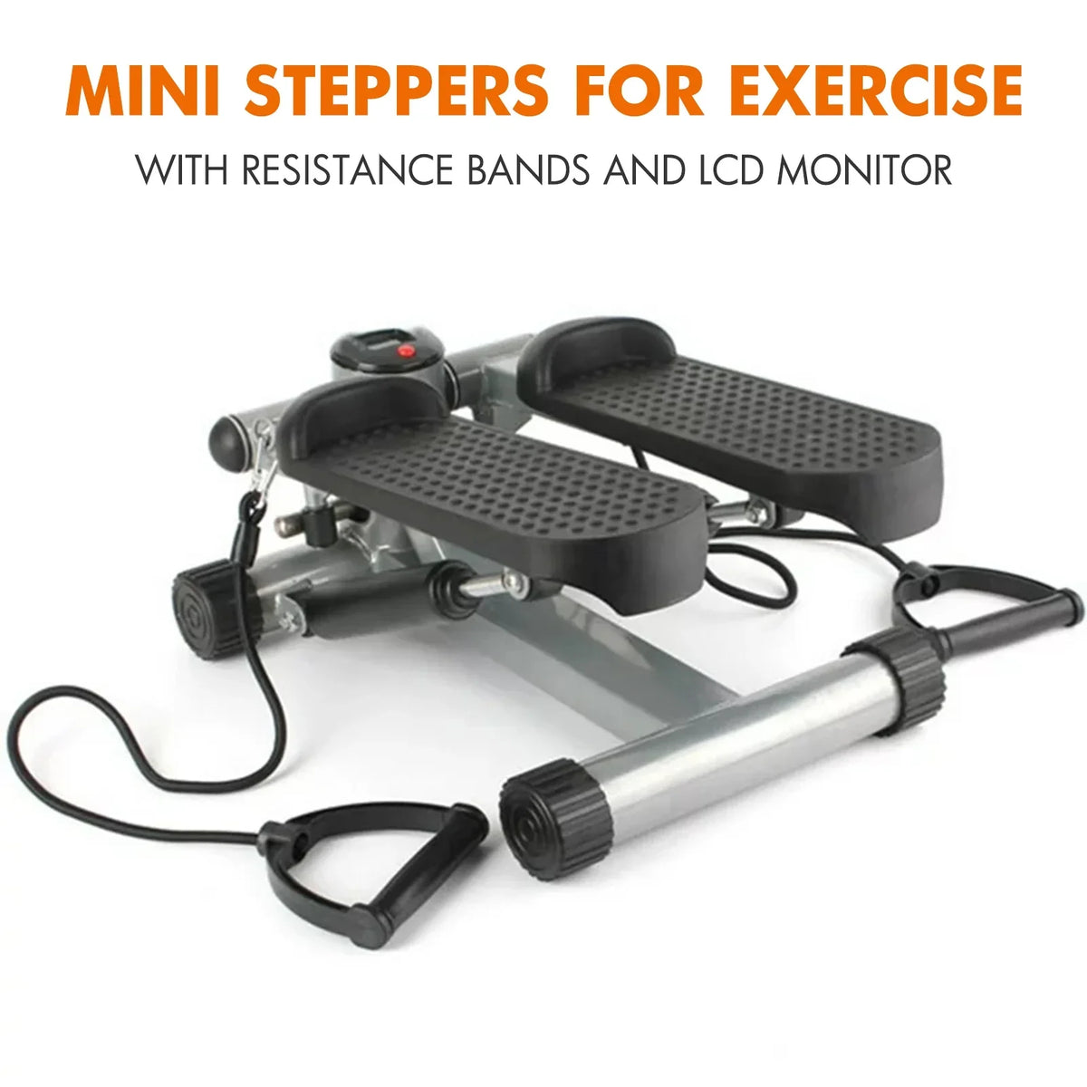 Exercise, Cardio Stepper with Stride Stepper Height Resistance Mini Stepper Equipment Gray for Bands, Stair Adjustable