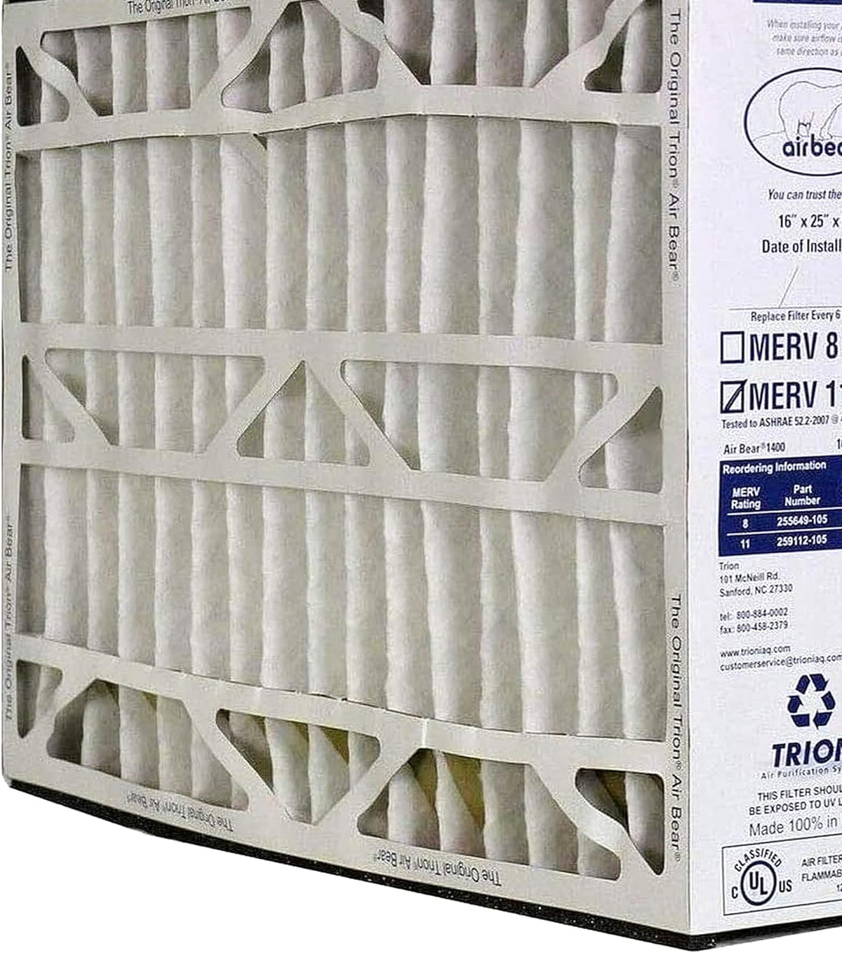 White Pack) x Cleaner for 5 Air Purification Air 25 11 Purifier High 16 Performance Bear x Replacement MERV Filter Systems, Inch (3