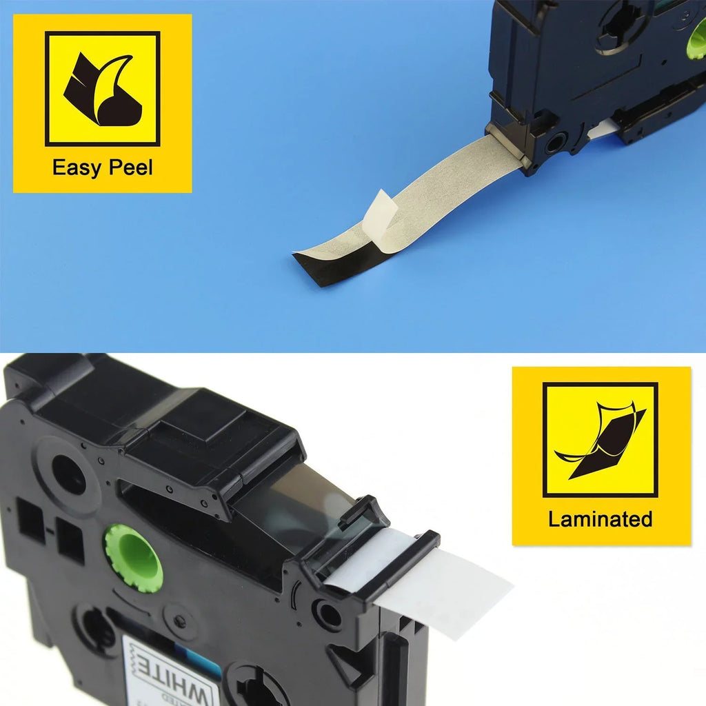 8m GREENCYCLE Black Label Wire H110 Compatible D600 Label use Brother on TZe-FX231 12mm H100 TZe-231 for Tape TZe TZ Cable PT-D210 Flexible TZ-FX231 ID TZ-231 P-touch 10PK D400 Maker White in