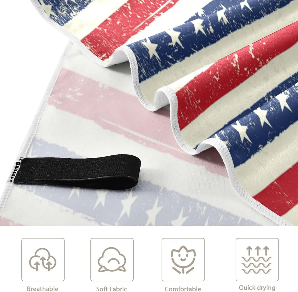 Compact Towel Towels Oversized Lightweight Swimming - American Beach Holiday（90） Super Bestwell for Travel Camping Dry Stripes - Absorbent Flag Towel Quick