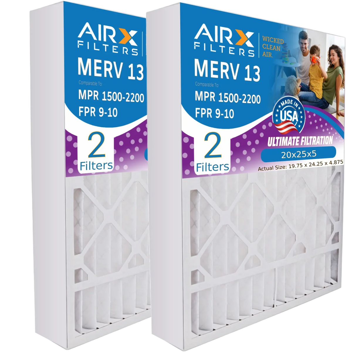AIR. 20x25x5 4501 Pack Filter Filter Air USA by FILTERS WICKED Compatible Made CLEAN 20x25x5 MERV ReservePro Premium with AIRX Furnace 2