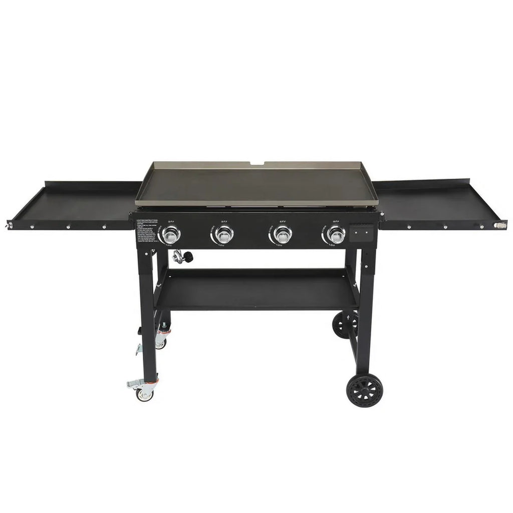 Side Grill Patio Garden Outdoor Picnic 4-Burner for with & Spice Steel, Foldable Stainless SYTHERS Rack, Shelves BBQ Propane