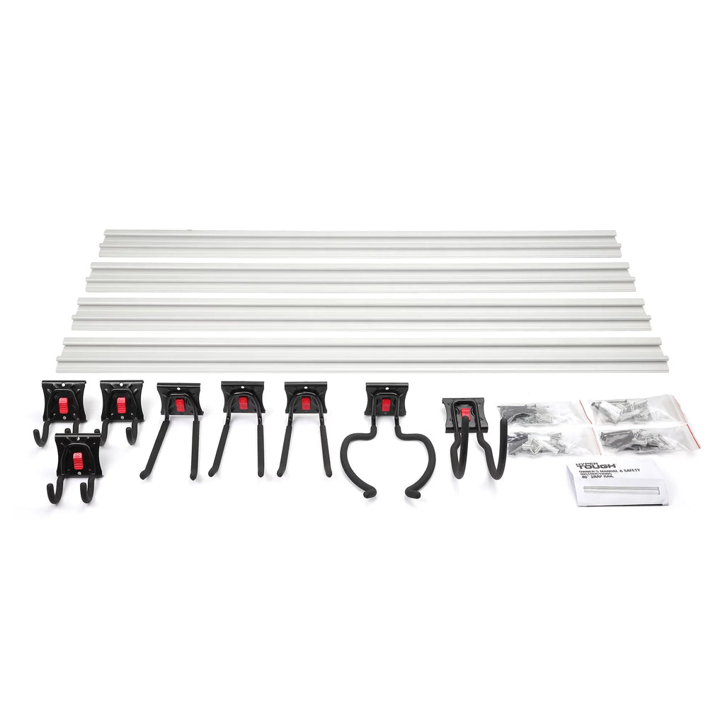 Snap Organizer Kit Rail 12-Piece System Quick-Release Hyper Tough Garage