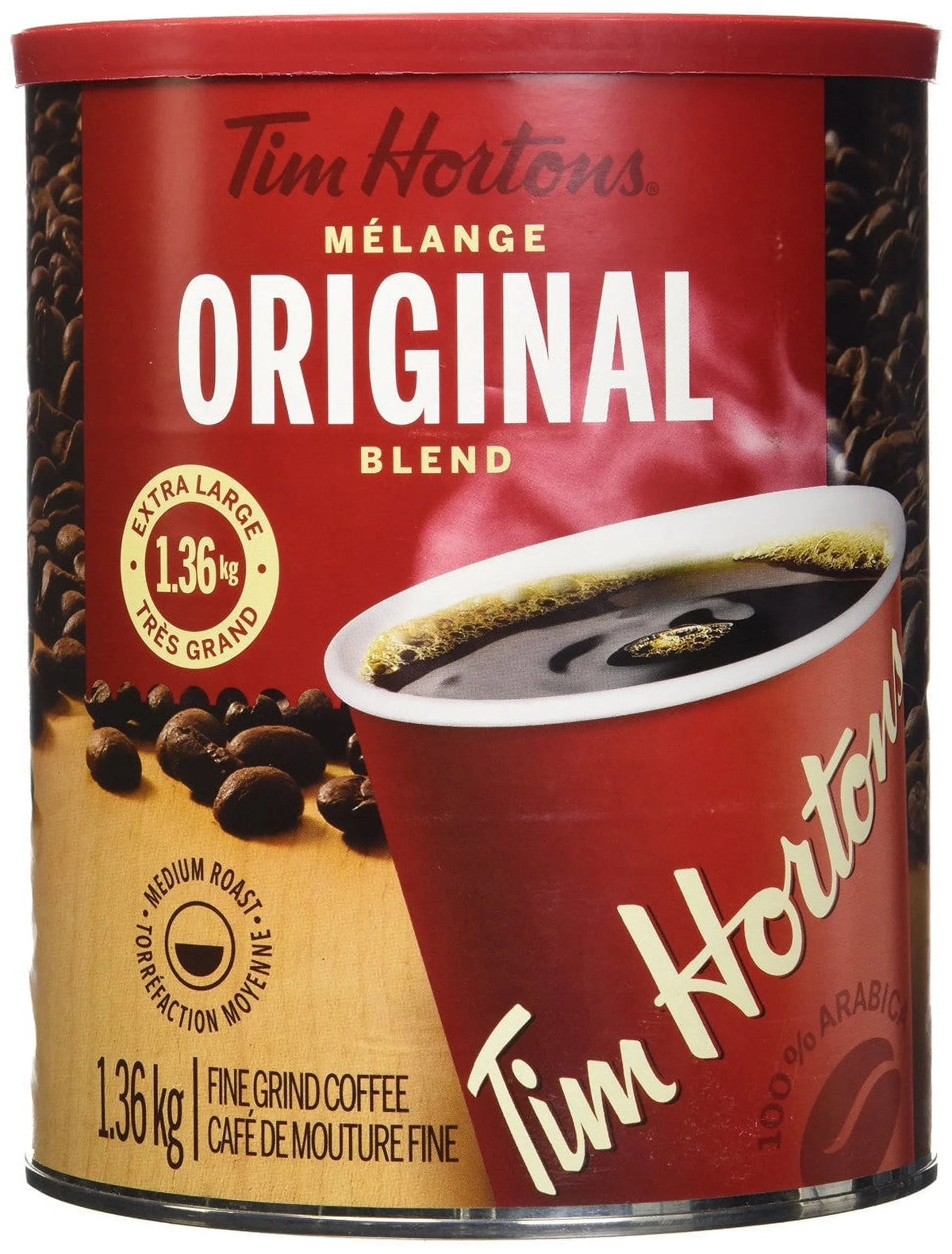 Canada} {Imported Original Tim Hortons Blend,1.36kg/ Extra Coffee, Roast from Large Fine Grind Arabica 48oz., Medium 100%
