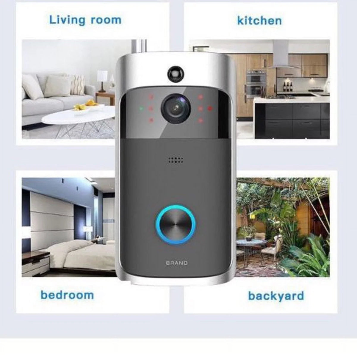 Doorbell Security System Record Camera IR Smart WiFi Video Visual Wireless Bell-Black