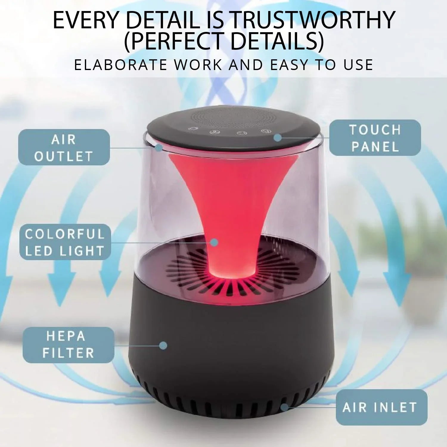 Settings HEPA Filter Quiet Air with Operation, WBM Smart Fan Smart AR-04 3 Purifier