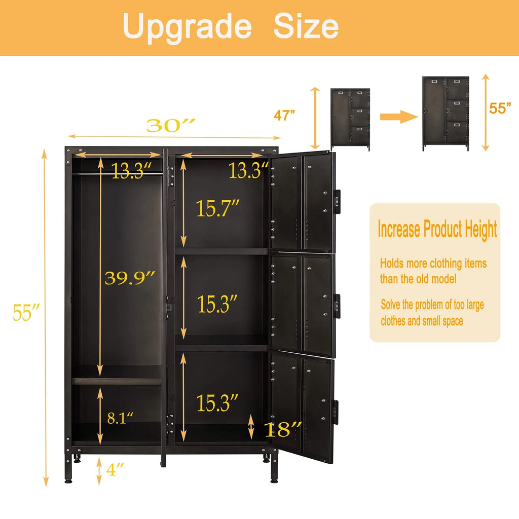 Metal Door Lockers Staff,Home Steel for with Lockable for Office Sundries,Gym,School Storage Cabinet 4 Employees,71" STANI