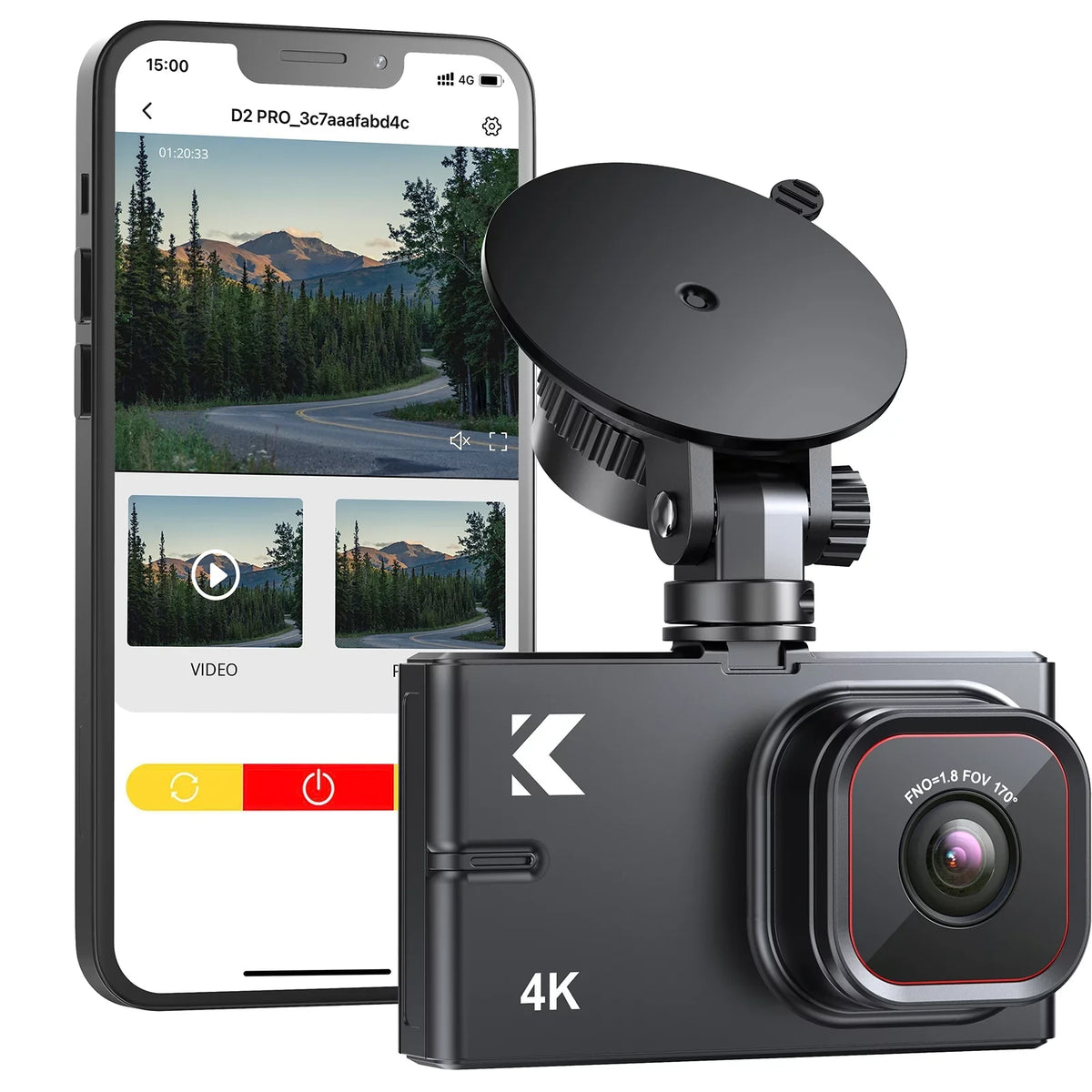 Night Rear Monitor, Version] and 256GB Dual Dash 4K D2 Front Car Supported[Upgraded Cam Pro - WiFi 4K for Parking Cam Camera and Kingslim Front Rear with Dash Dashboard Vision and with 1080P Cars,