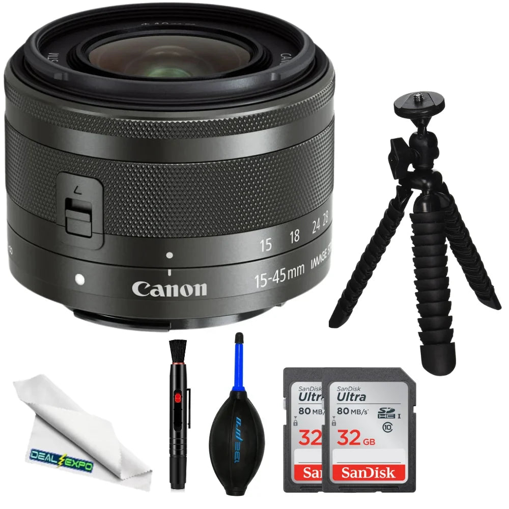 15-45mm STM f/3.5-6.3 Basic Lens - (Graphite) Canon EF-M DealExpo IS Bundle