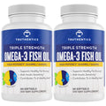 3 Truthentics Omega (2 Burpless Pack) - Pure 3 mg Omega 2400 Fish EPA - Sea-Harvested DHA Acids Oil Strength Fish Triple 120 100% Oil Softgels - - Fatty High Lemon Flavor