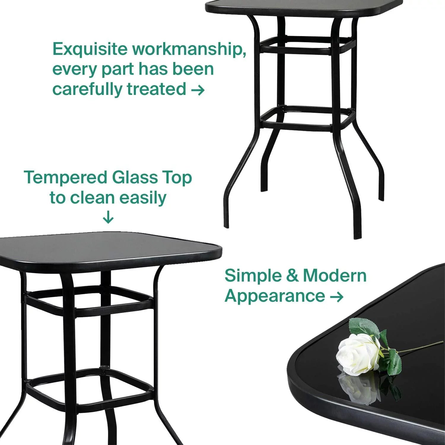 Metal Shape Porch Finish Table Bar Marlowe Bistro Glass Squire