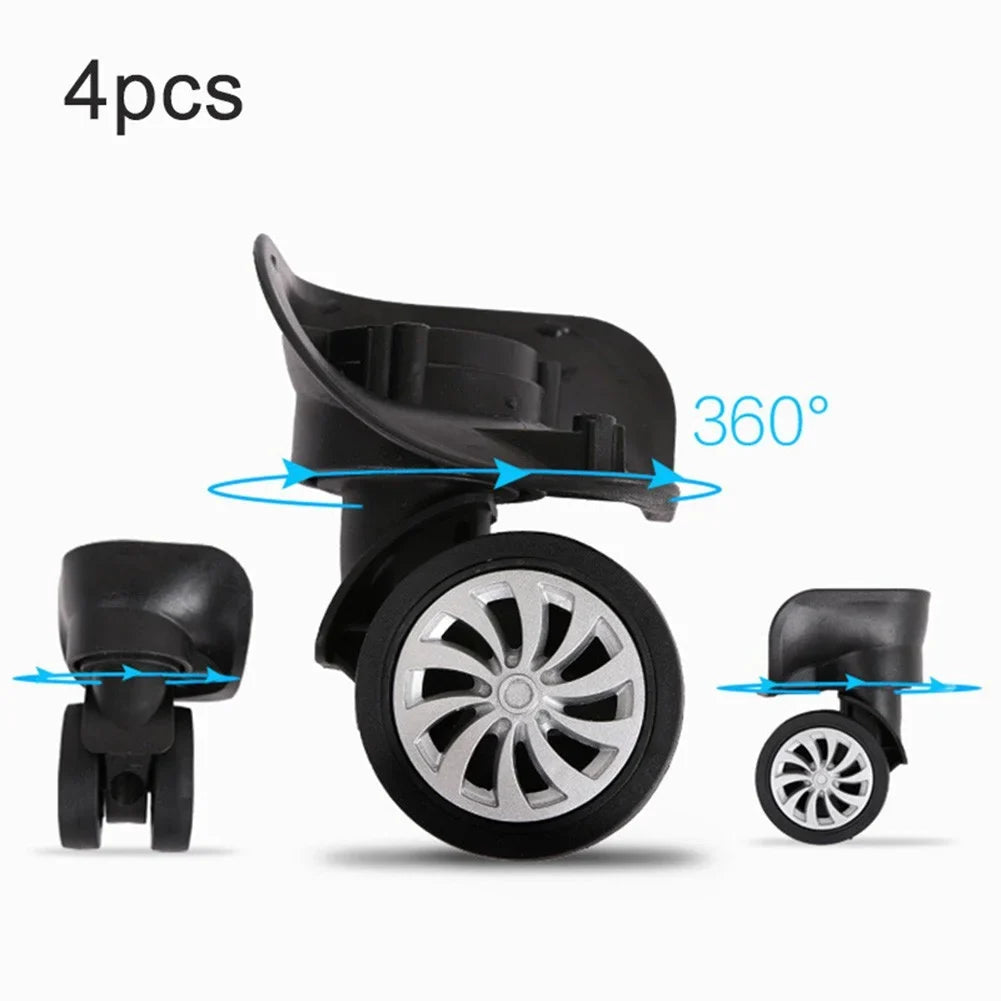 Set Universal Replacement Black Suitcase Wheels 4 Wheel Yuri Swivel Luggage