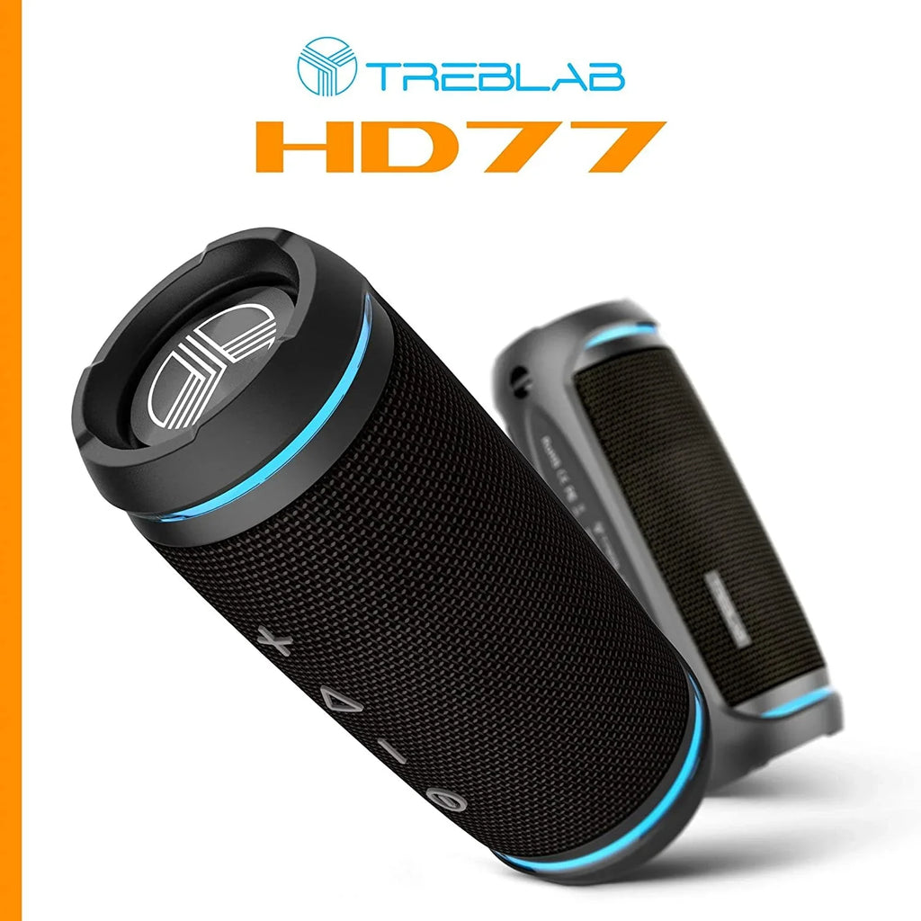 TREBLAB Black Wireless Speaker, Rugged HD77
