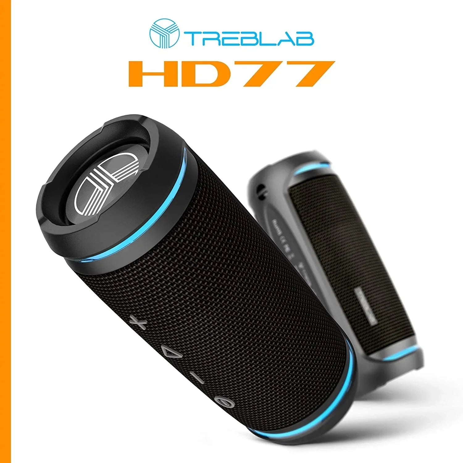 TREBLAB Black Wireless Speaker, Rugged HD77