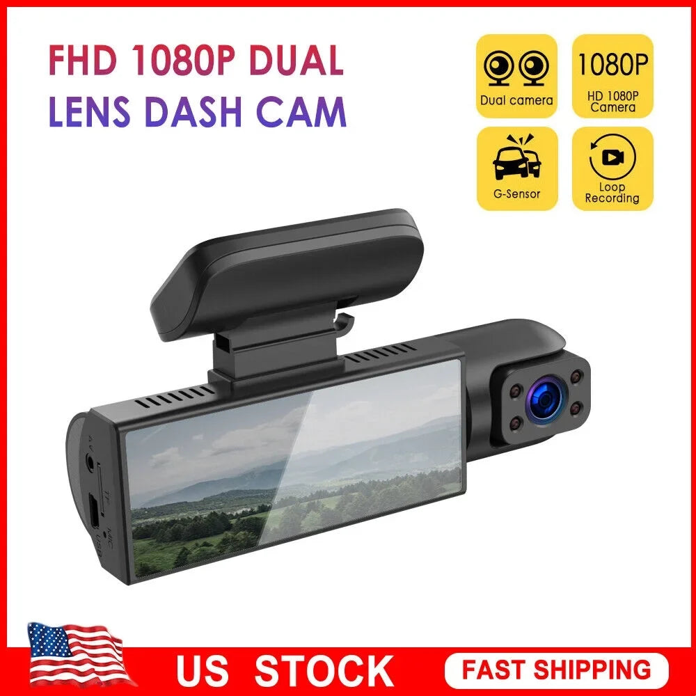 Dash Front Jahyshow Cam Lens Camera 1080P G-Sensor Video DVR w/ Inside Recorder Dual Car