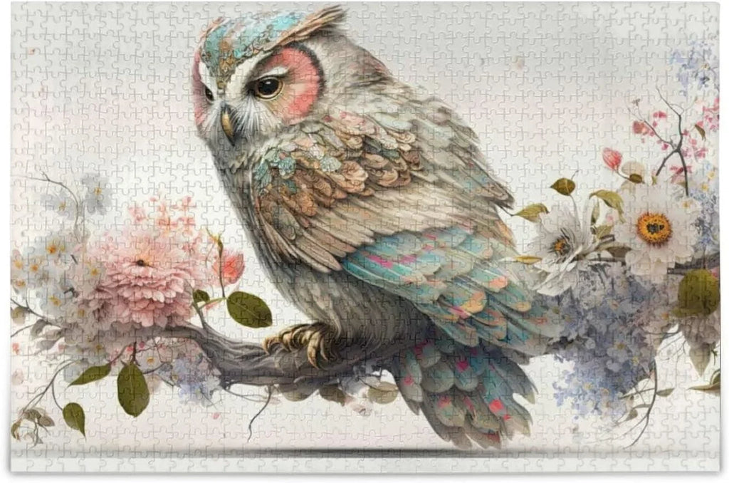 500 Bag, Zigsaw Puzzle for Parents Friends Gift with Jigsaw Art Kids Wood Composite for Paper Puzzle, Adults, PCS Challenging Floral Family Brain Game Fun Storage Exercise Material Owl
