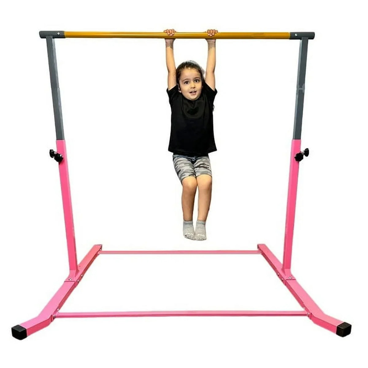 Horizontal Equipment, Gymnastic Star-TD Junior Bar, Adjustable Expandable 3-5 Duty Heavy Durable Curved Home Legs, FT, for and Height Gymnastics, Kids, Bar Pink Kip Strong Training 5
