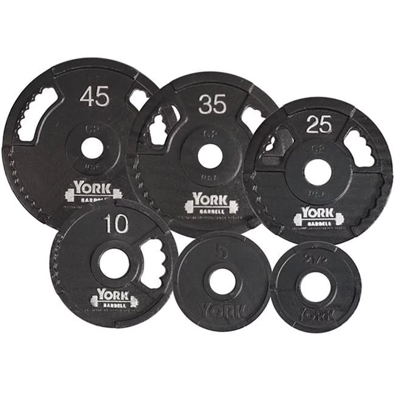 Black York 2.5 Thin Line Plate, Barbell Dual Iron Olympic Cast - Grip lbs G2