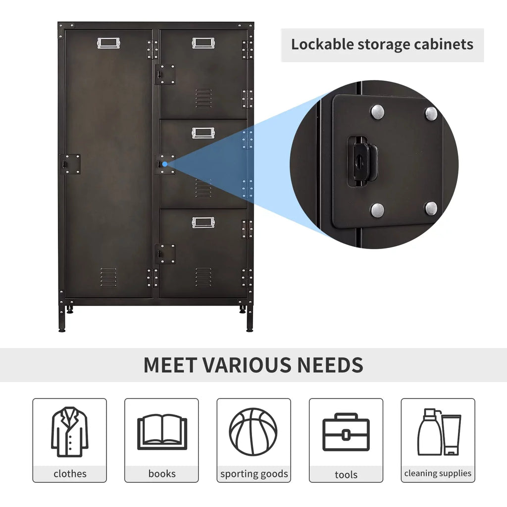 Metal Door Lockers Staff,Home Steel for with Lockable for Office Sundries,Gym,School Storage Cabinet 4 Employees,71" STANI