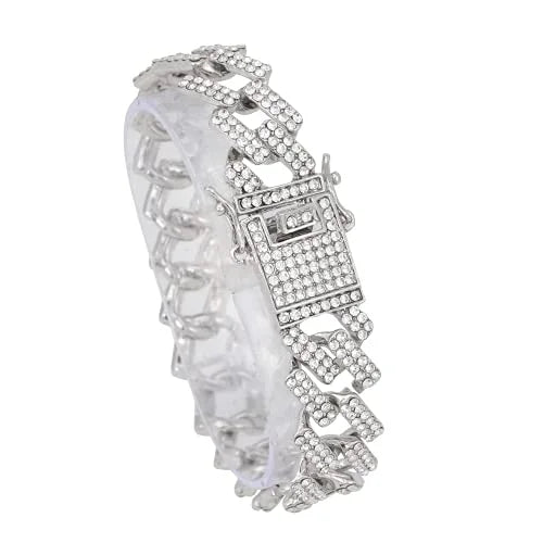 Be Cross - Out Iced Charles Tennis SLV ST10327AR Matching - Raymond Blinged (24") Set ZZ Cuban The Mens Shiny & Bracelet Out Dial w/Diamond Necklace 3pc Set Luxury Quartz Choose Lit Wristwatch