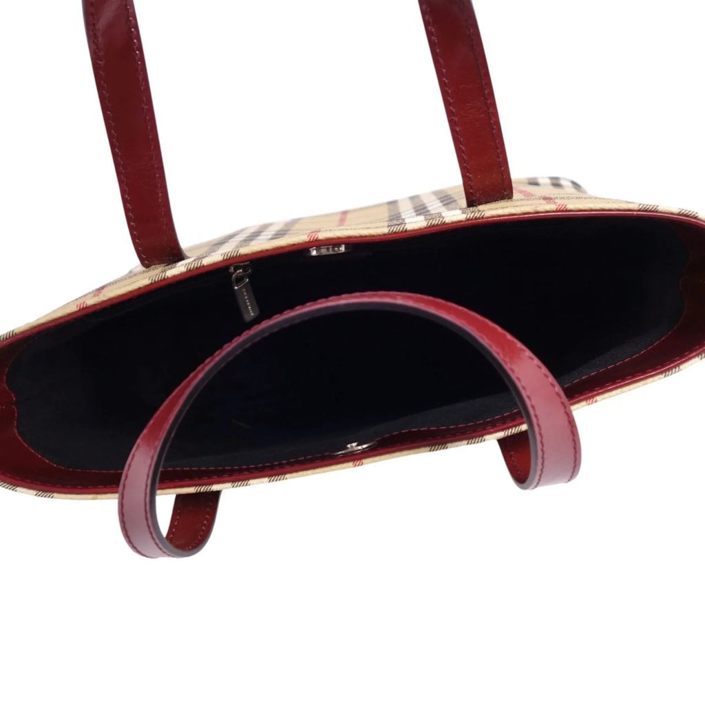 (Good) BURBERRY Pattern Ladies Tote Pre-Owned Brown Handbag Check LONDON Burberry London Bag