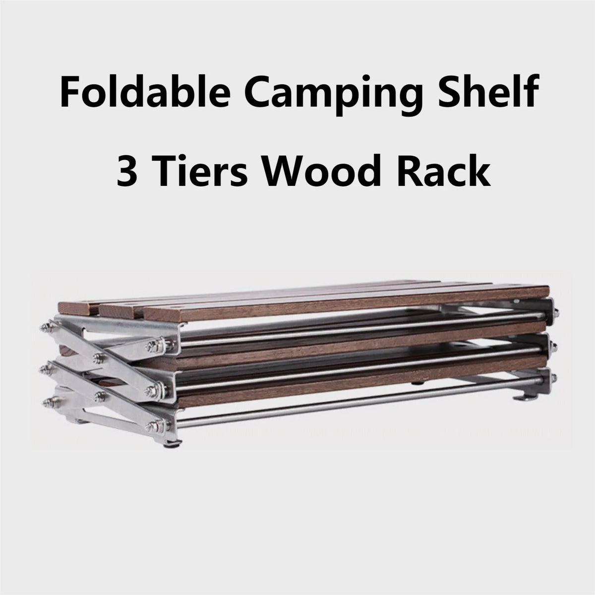 Storage Wood Cipaher Shelf Organizing Folding Camping Desktop Rack Foldable 3-Tier Rack