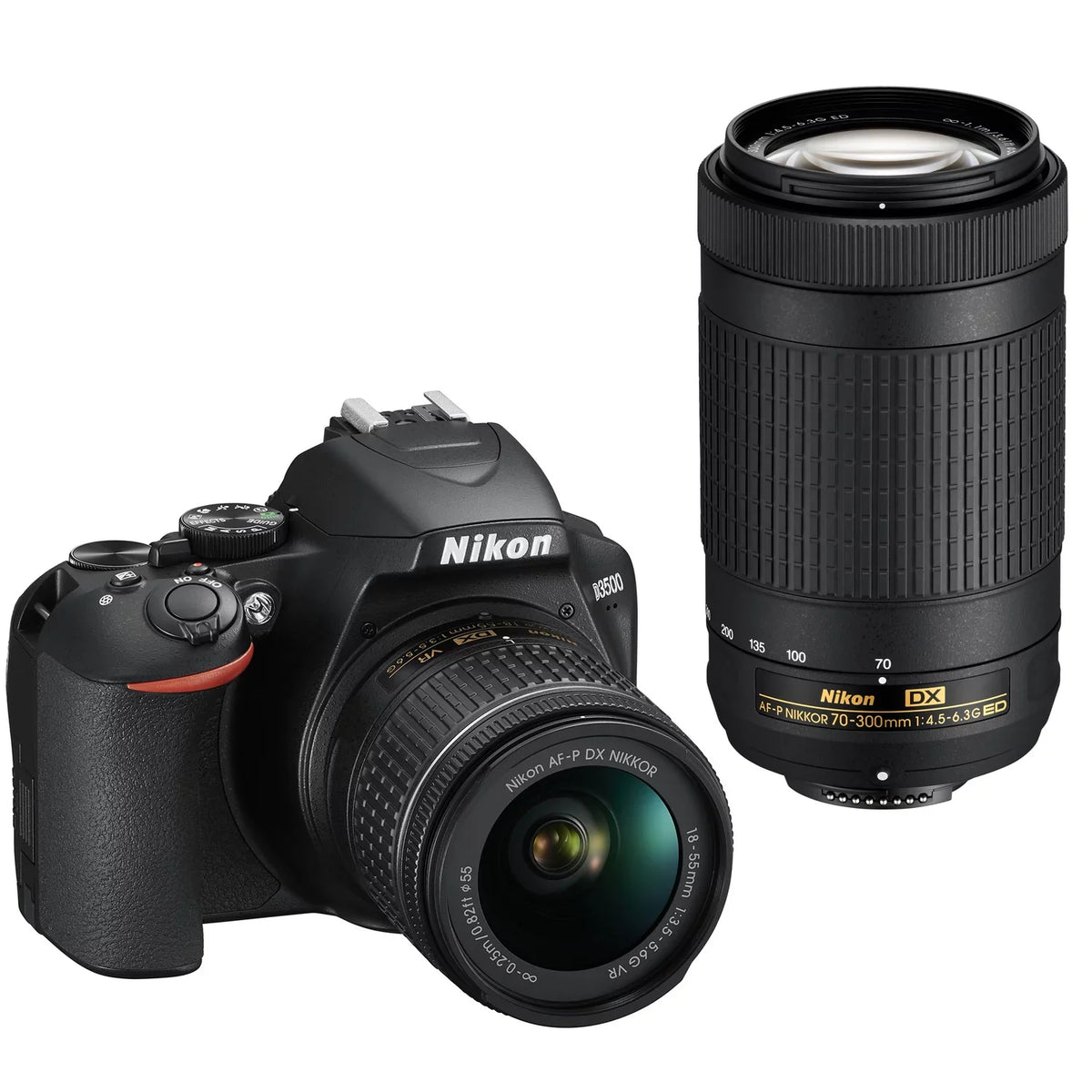 VR ED, & with D3500 18-55mm NIKKOR Nikon Two f/4.5-6.3G f/3.5-5.6G DX DSLR NIKKOR DX AF-P 70-300mm AF-P Black Kit Lens DX-Format