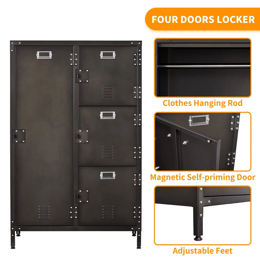 Metal Door Lockers Staff,Home Steel for with Lockable for Office Sundries,Gym,School Storage Cabinet 4 Employees,71" STANI