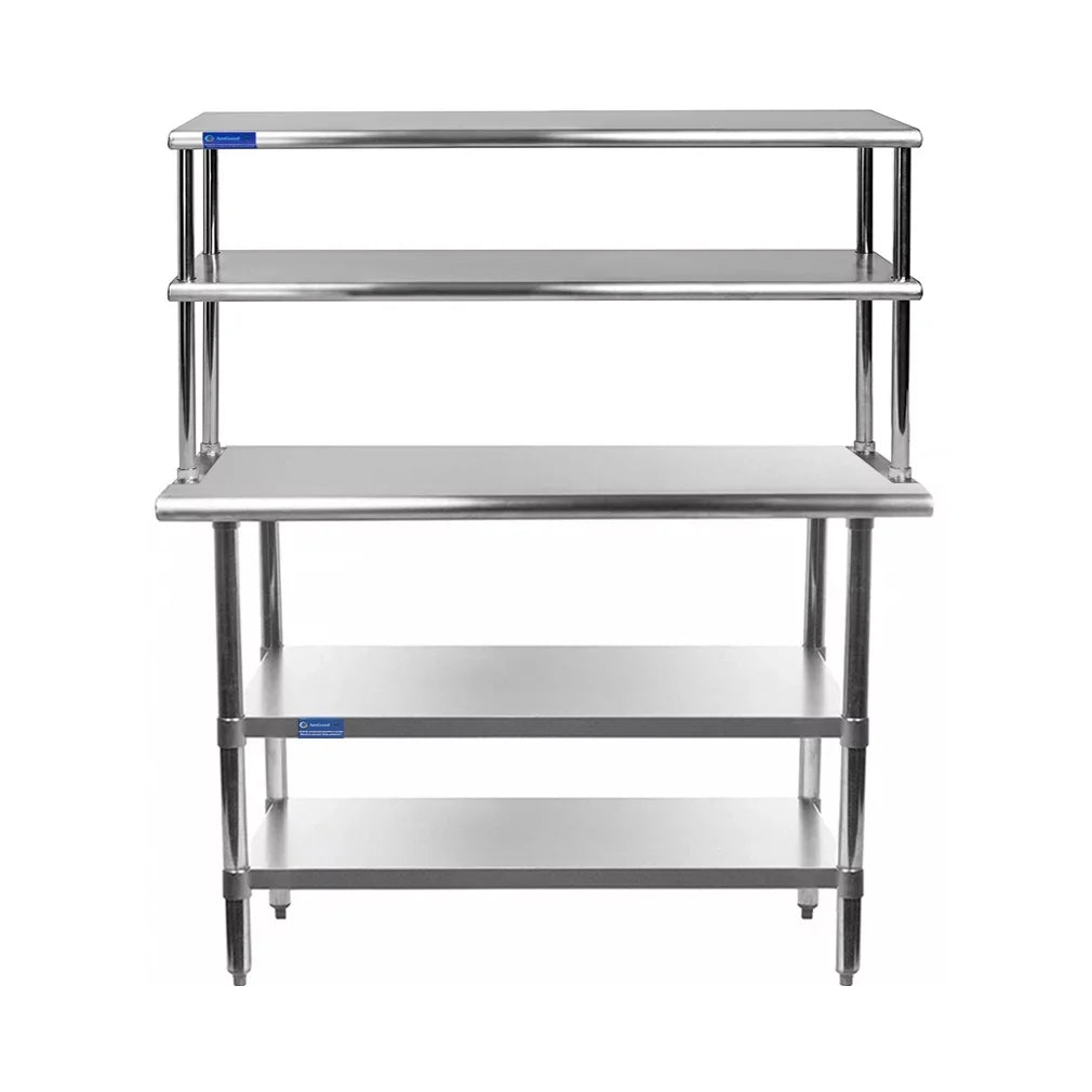 Shelving Wide 12" Work | Prep Shelves Tier Steel Double Table Two x 30" Combo With Stainless | Overshelf 30" Kitchen & Table Metal