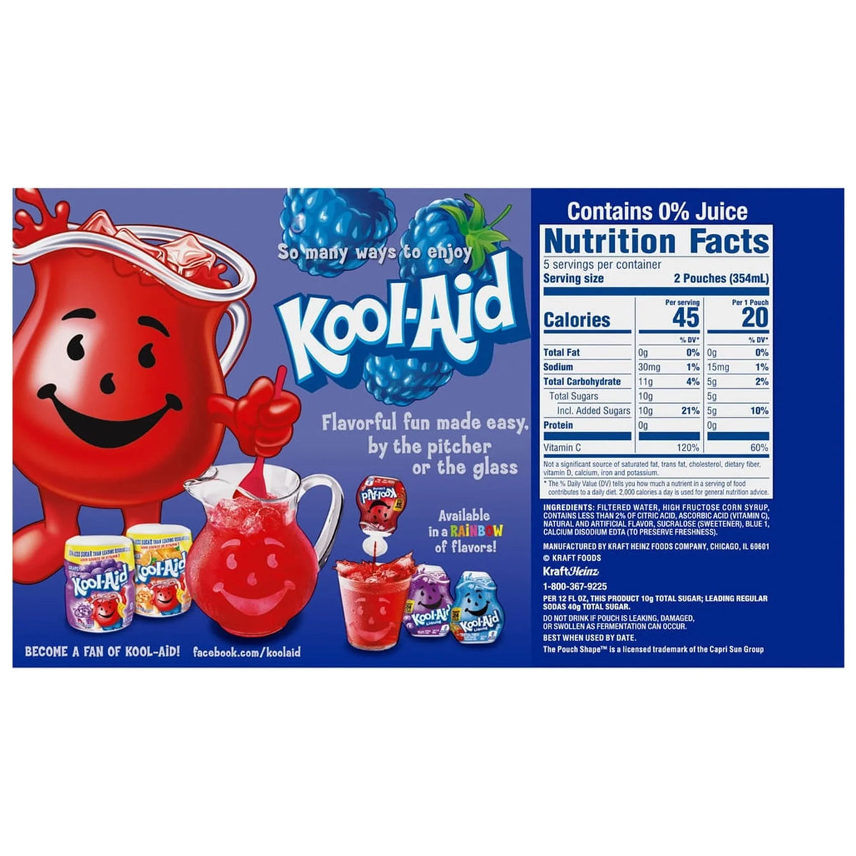 Kool-Aid (Pack Jammers Fruit of 6) Blue Drink, Raspberry